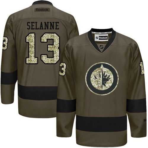 Glued Winnipeg Jets #13 Teemu Selanne Green Salute to Service NHL Jersey,We sell and wholesale Glued Winnipeg Jets #13 Teemu Selanne Green Salute to Service NHL Jersey on line form chian!